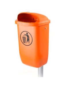 Ejemplo del modelo de papeleras urbanas en color naranja.